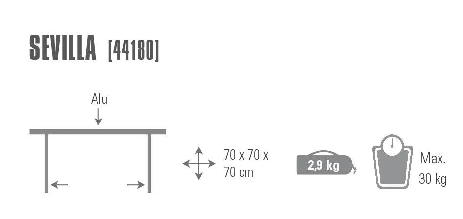 德國露營鋁製摺枱 Sevilla