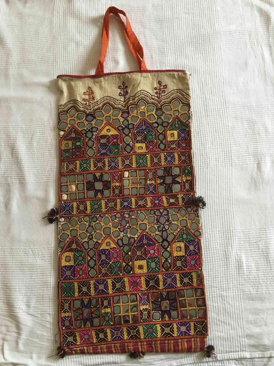 1004 SOLD - Vintage Dowry Bag with  Mirror Embroidery