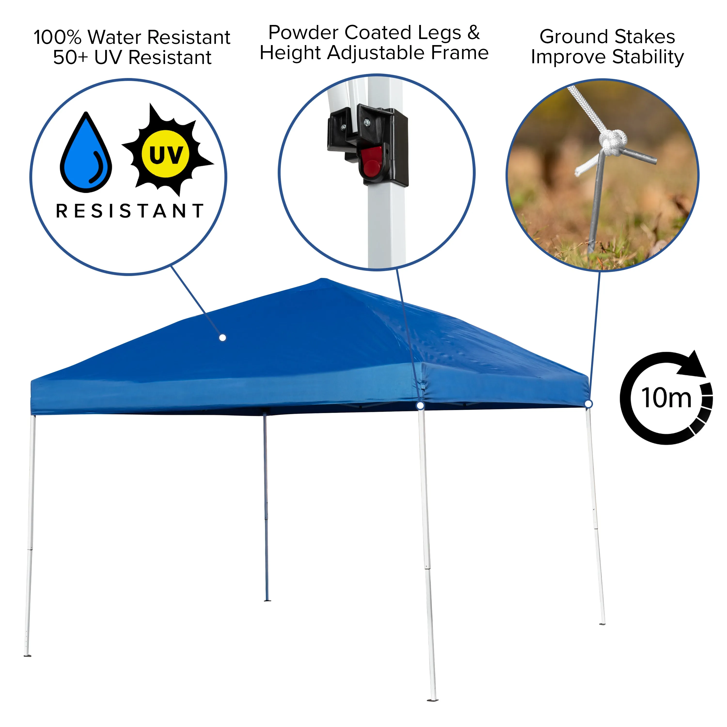 10'x10' Blue Pop Up Canopy JJ-GZ1010-BL-GG