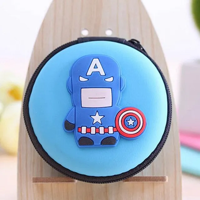 2016 New Novelty Super Heroes Silicone Coin Purse Key Wallet Mini Storage Organizer Bag Dual Earphone Holder Birthday Gift