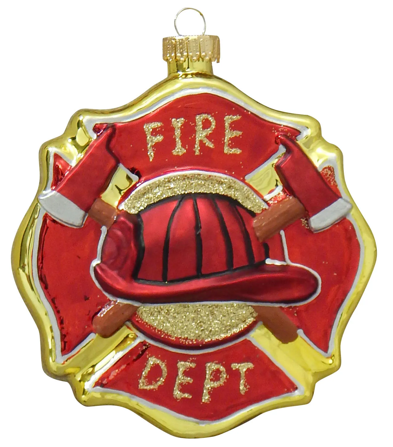 3 1/2" (89mm) Firefighter Badge Figurine Ornaments, 1/Box, 6/Case, 6 Pieces