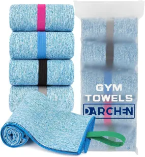 5 Pack Gym Towels Accessories For Men, Quick Dry Sweat Towel For Workout Tennis Sports Exercise, Microfiber Silver Ion Towels Compact & Absorbent