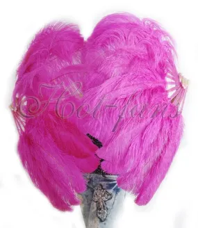 A pair Single layer hot pink Beginner’s Ostrich Feather Fan