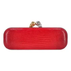 Alexander McQueen Bi Coloured Lizard Skin Clutch Bag With Swarovski Crystal Skulls