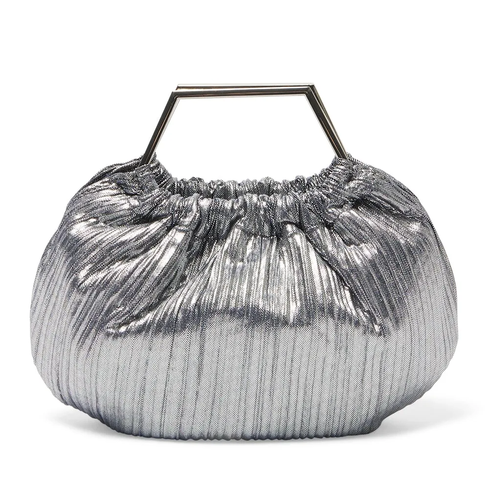 Allison Evening Bag in Dark Silver Pleat