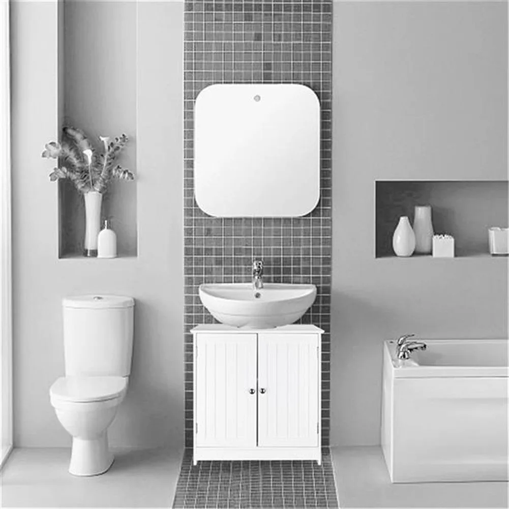 AMYOVE 2-Door Storage Organizer Furniture Bathroom Sink Cabinet Bathroom Cabinet White