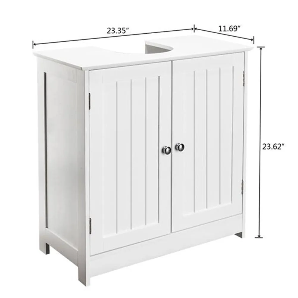 AMYOVE 2-Door Storage Organizer Furniture Bathroom Sink Cabinet Bathroom Cabinet White