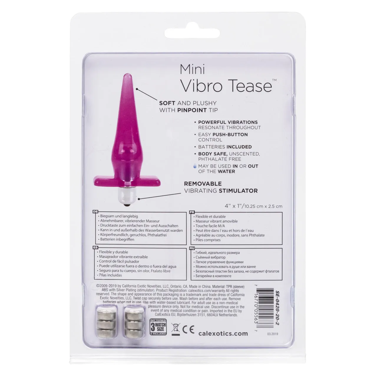 Anal Toys Mini Vibro Tease Vibrating Butt Plug - Pink