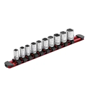 ARES 60097 - 1/4-Inch Drive Red 9.84-Inch Socket Rail with Locking End Caps