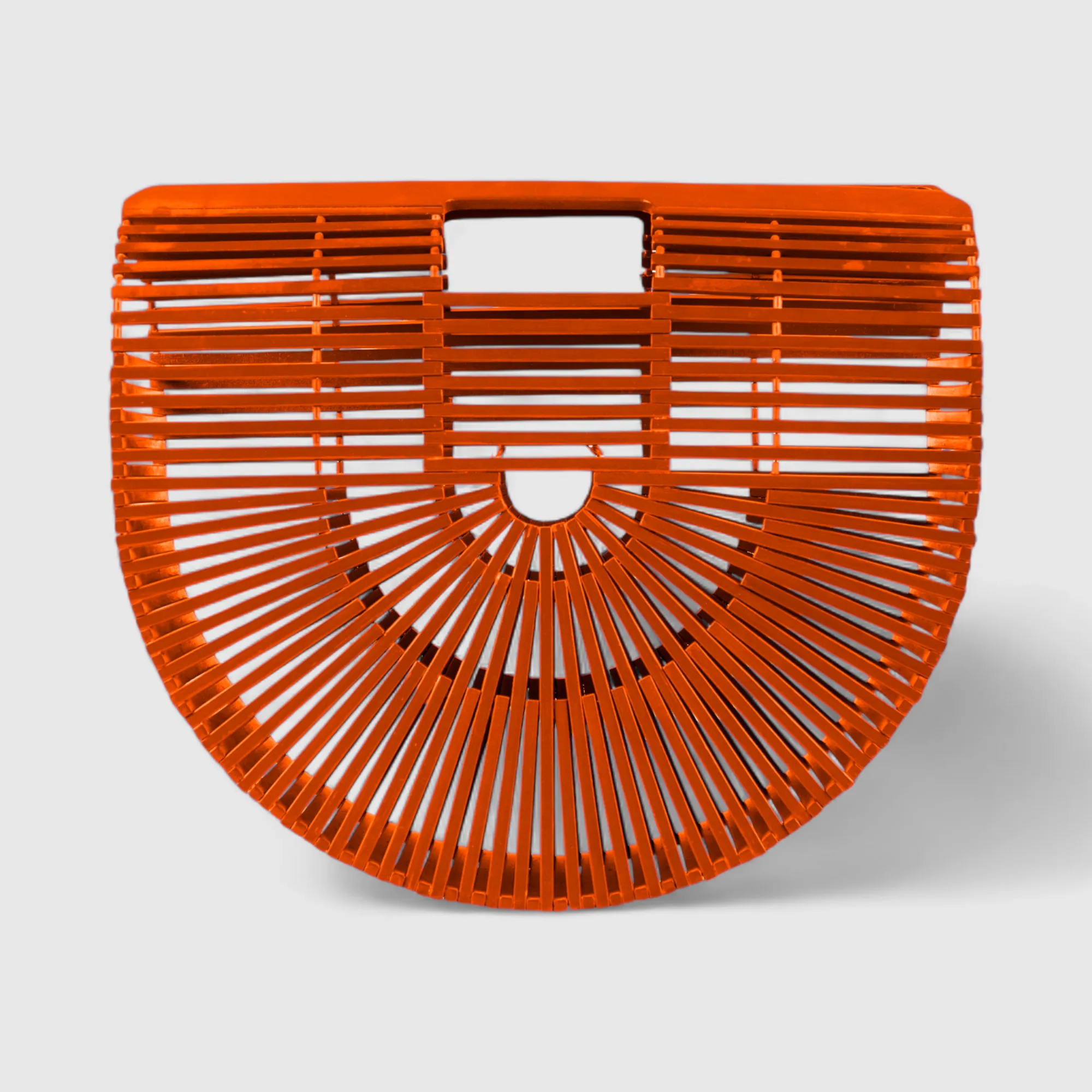 Bamboo Tote - Handcrafted Basket Bag for Women. Dark Orange. Two Sizes