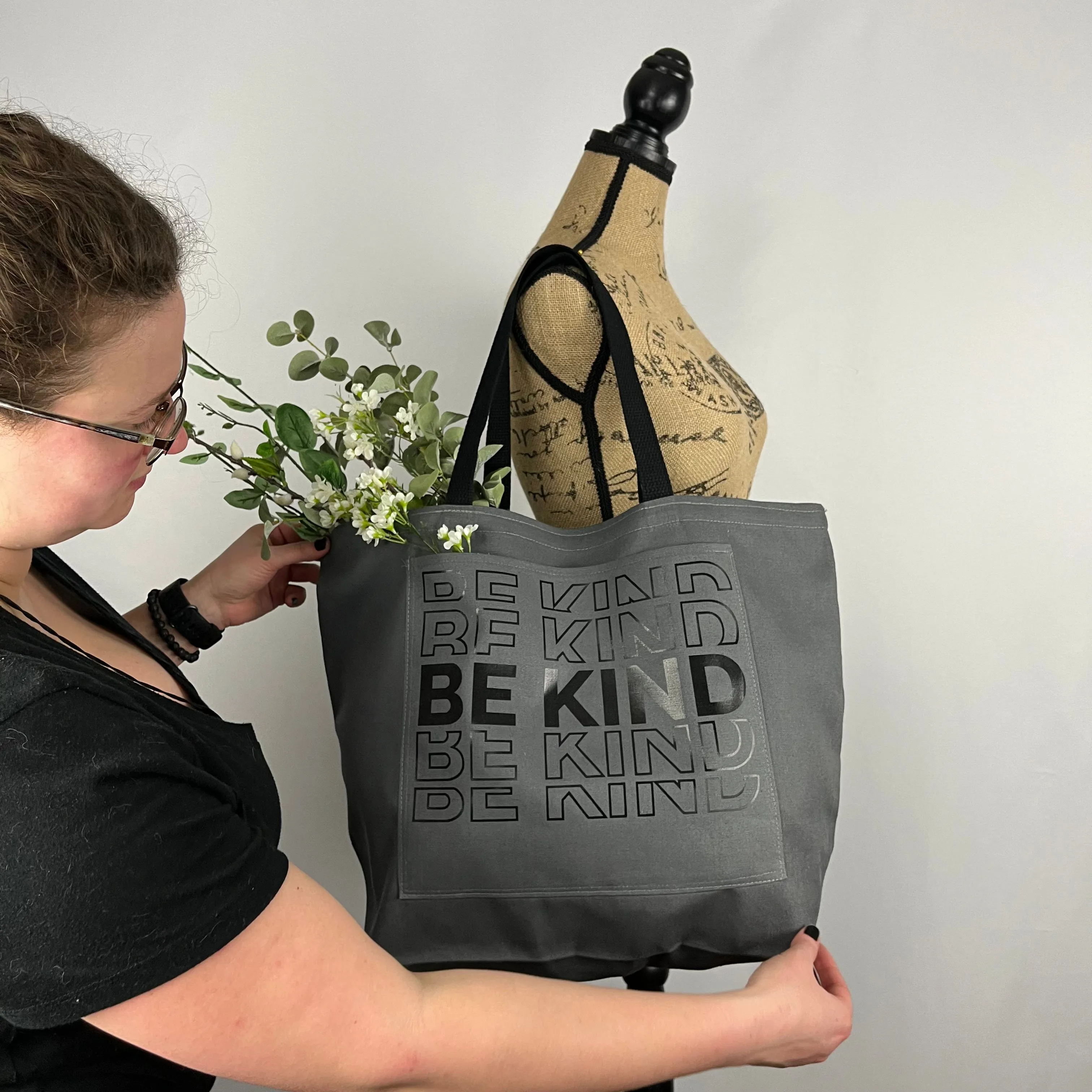 Be Kind Sustainable Eco Friendly Grocery Shopping Tote Bag with Pocket