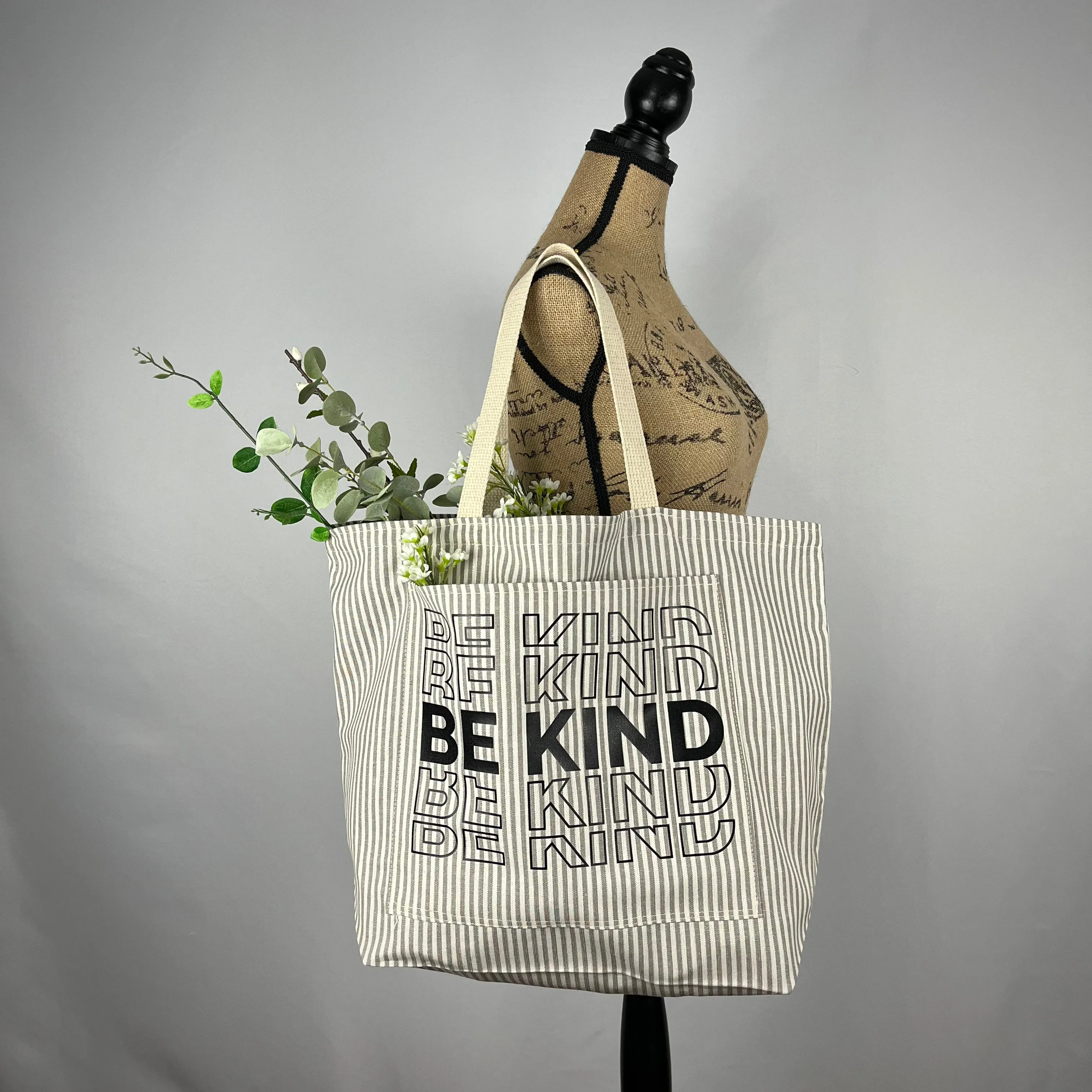 Be Kind Sustainable Eco Friendly Grocery Shopping Tote Bag with Pocket