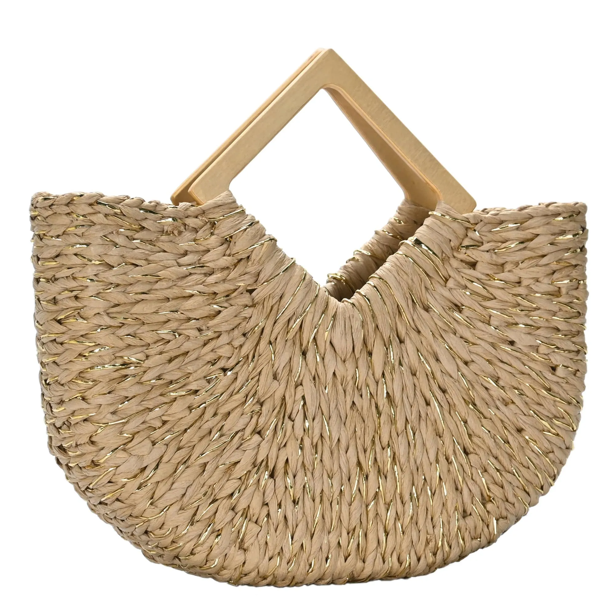 BGT81781 Isabella Wooden Handle Straw Tote Bag
