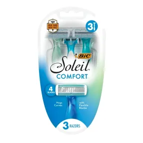 Bic Soleil Comfort Hugs Curves Women's Razor 4 Blades Lames 3 Pack