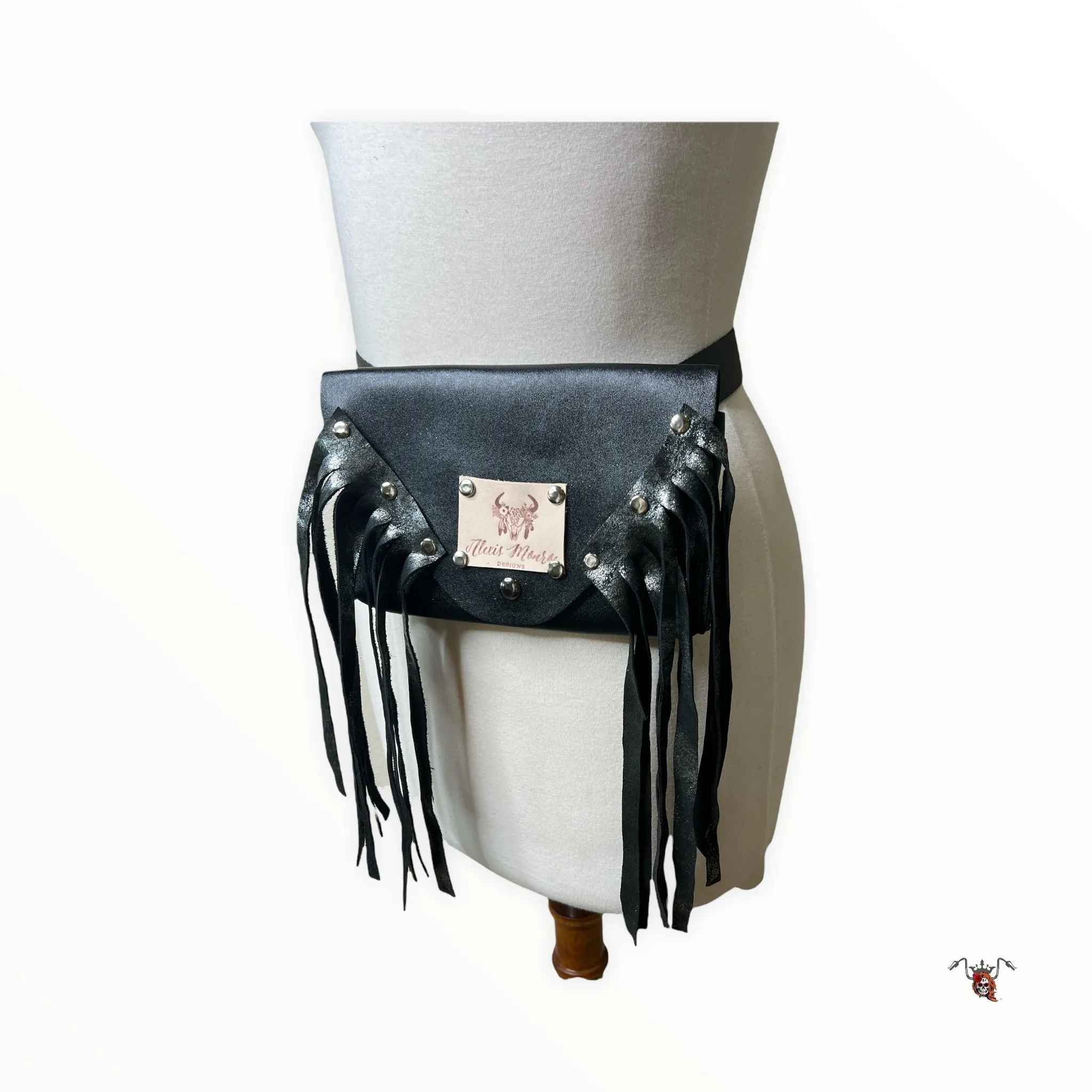 Black Baddie Fringe Belt Purse