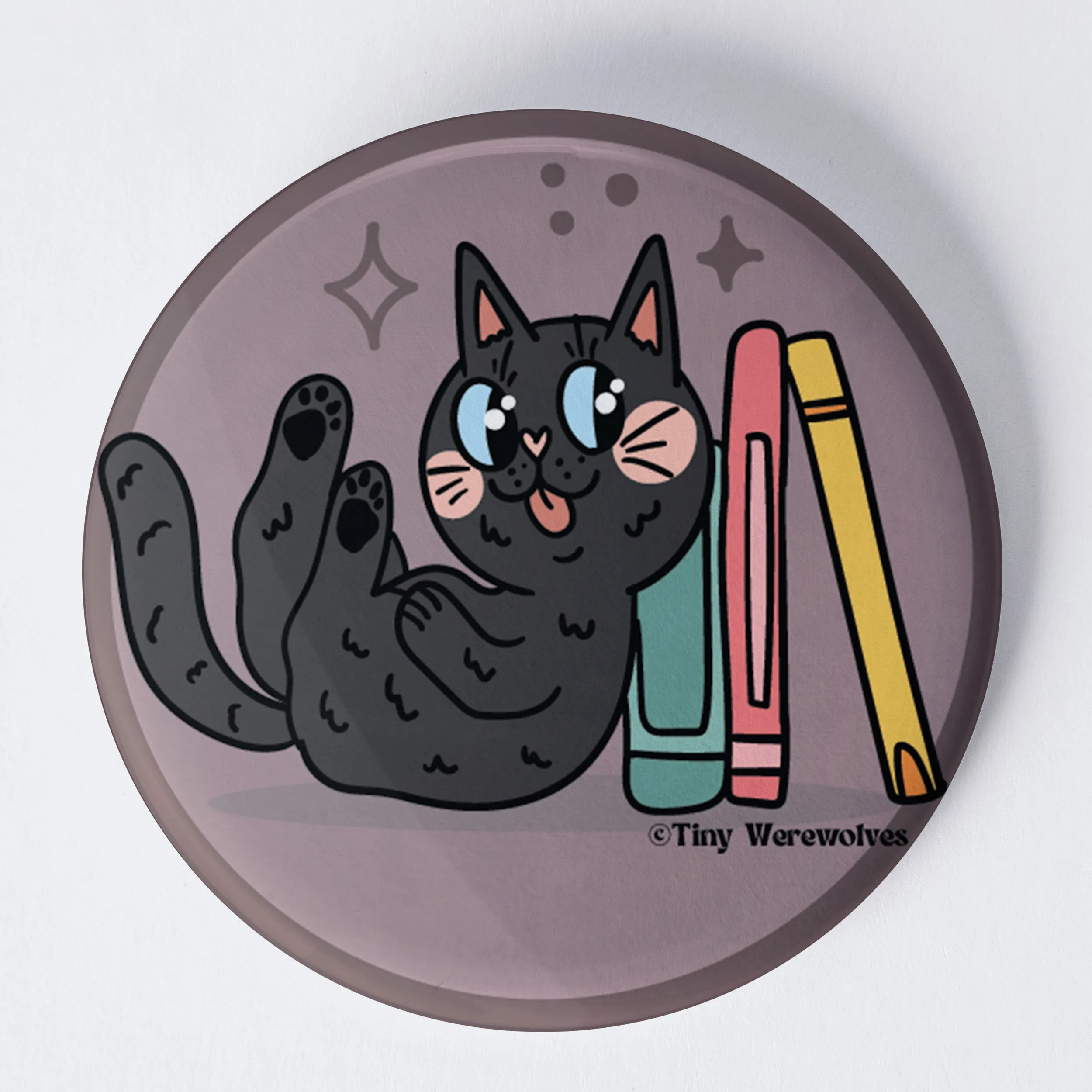 Black Book Cat 1.75" Button Pin