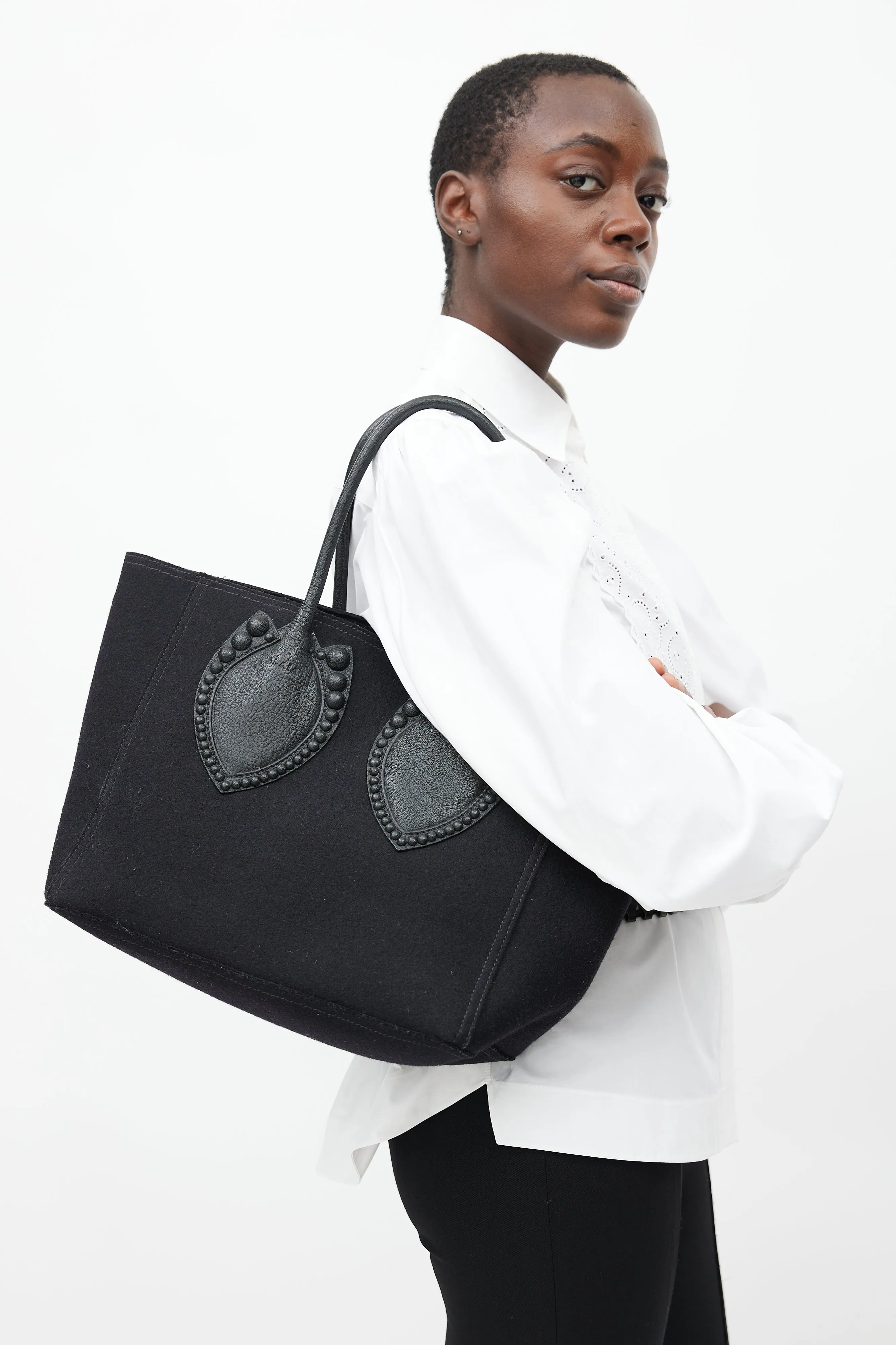 Black Wool Felt Tote Bag