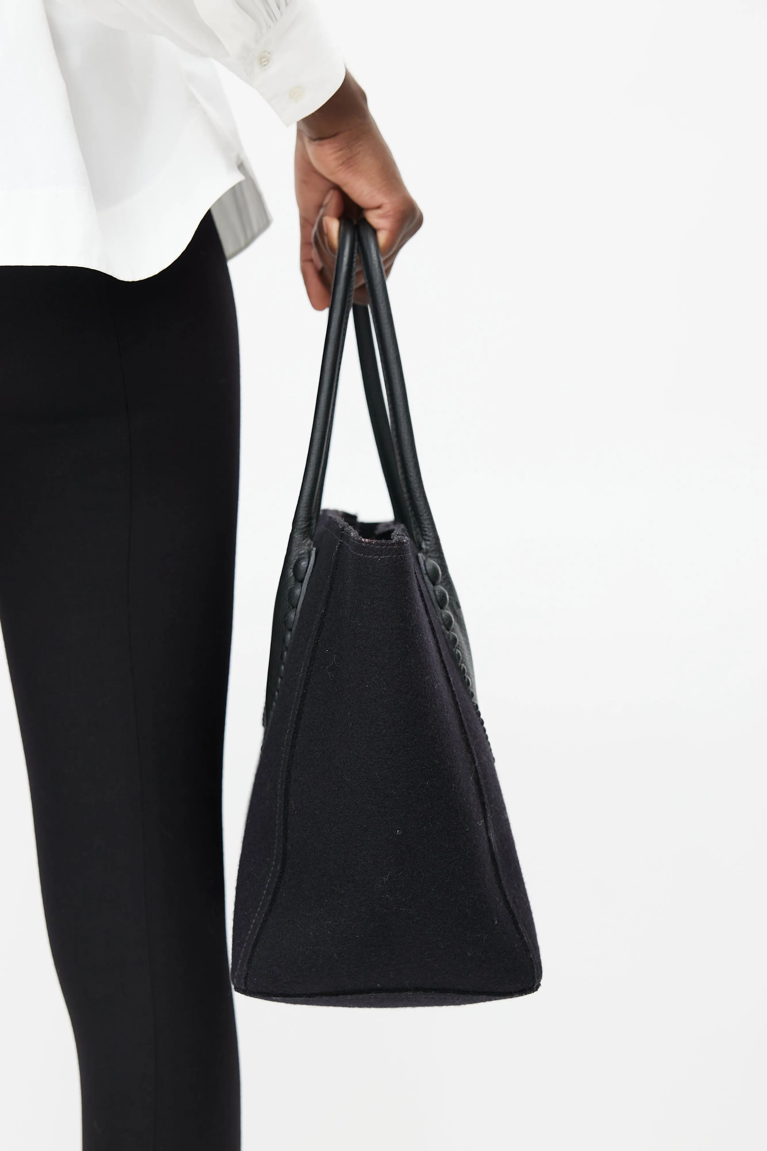 Black Wool Felt Tote Bag