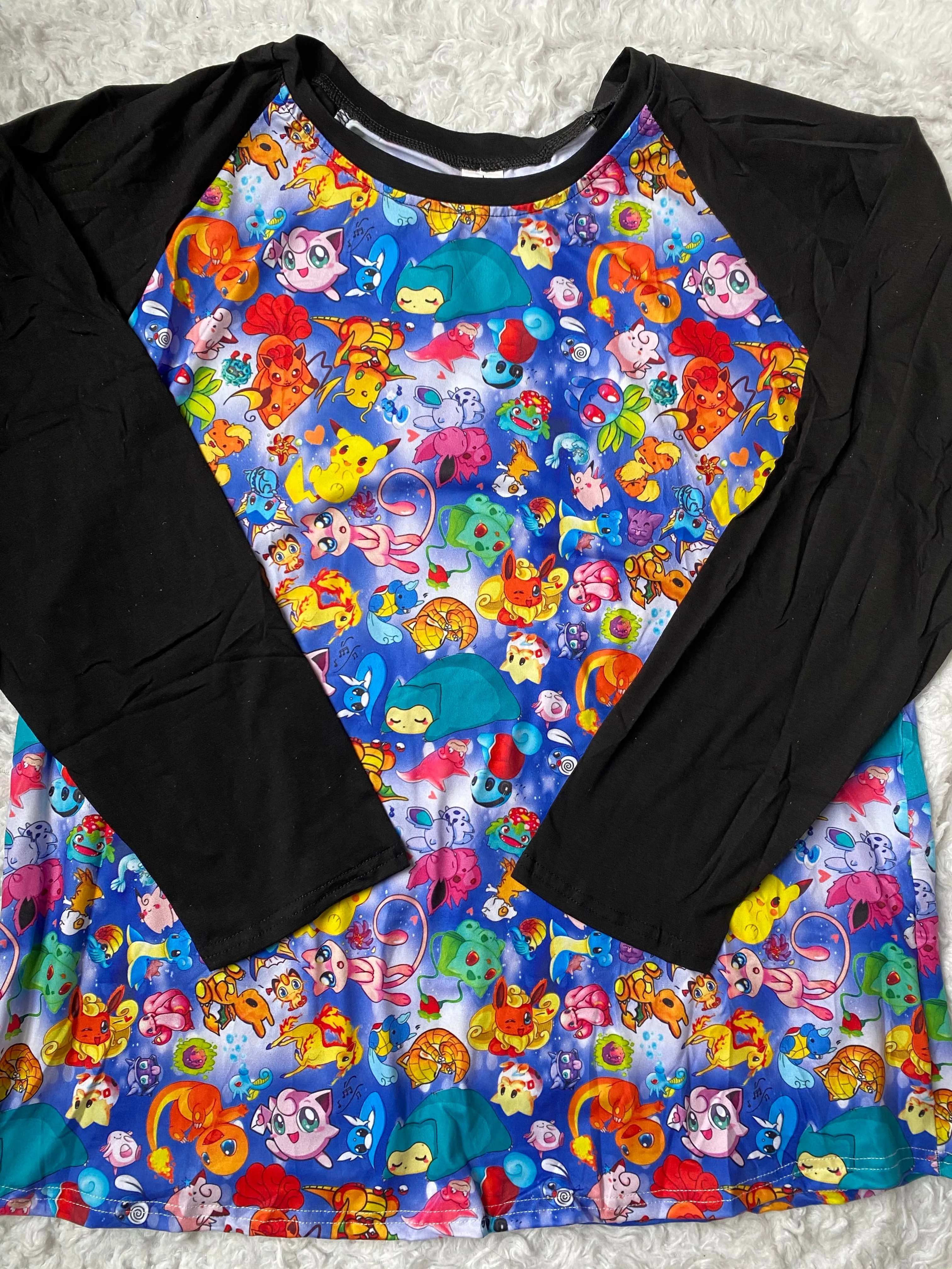 Blue Pokémon Long Sleeve Mommy Raglan (Size Down)