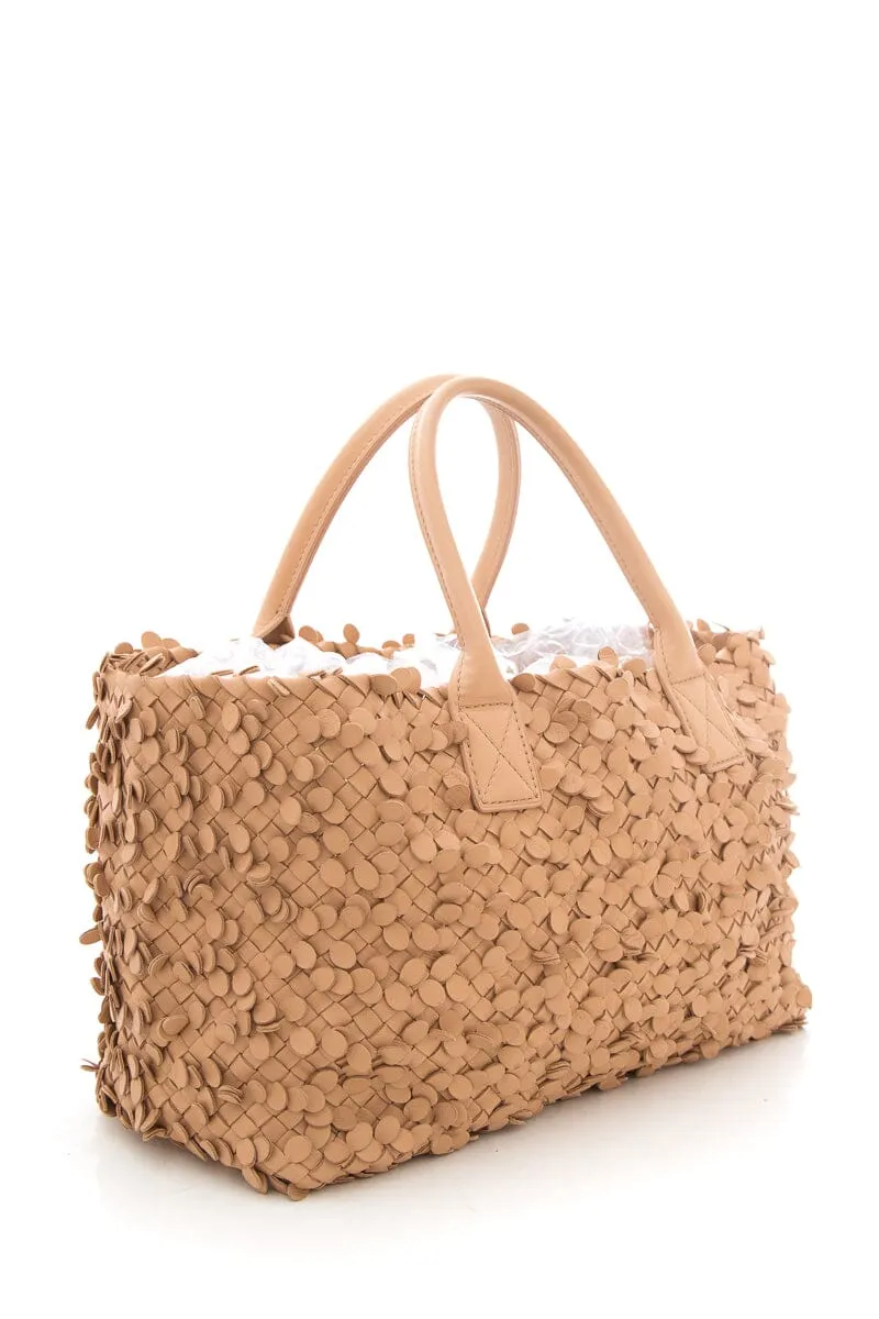 Bottega Veneta Limited Tan Poussin Paillettes Cabat Tote