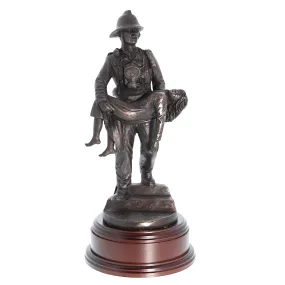 British Fireman with Girl 1980's - 11" Bronze AF1A