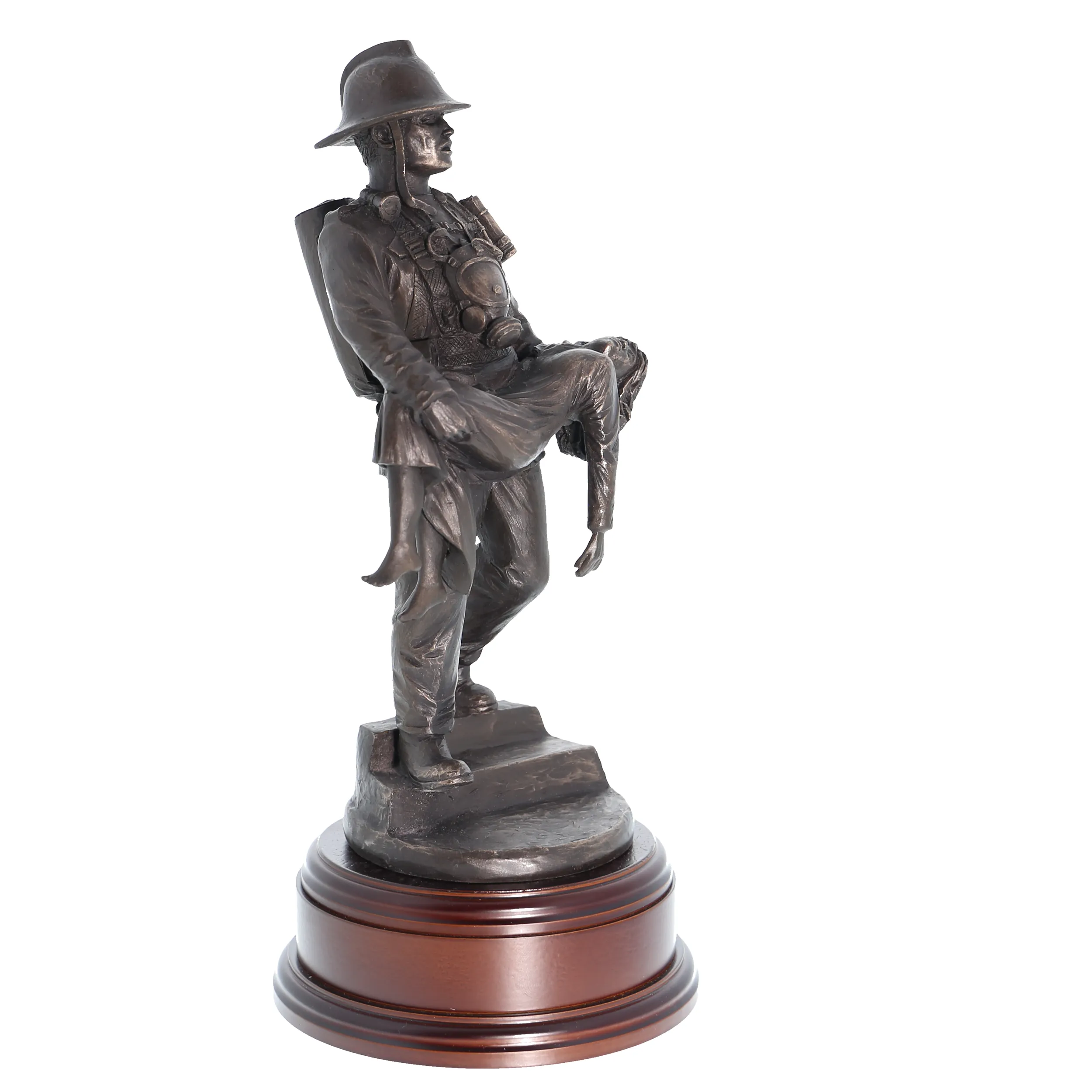 British Fireman with Girl 1980's - 11" Bronze AF1A