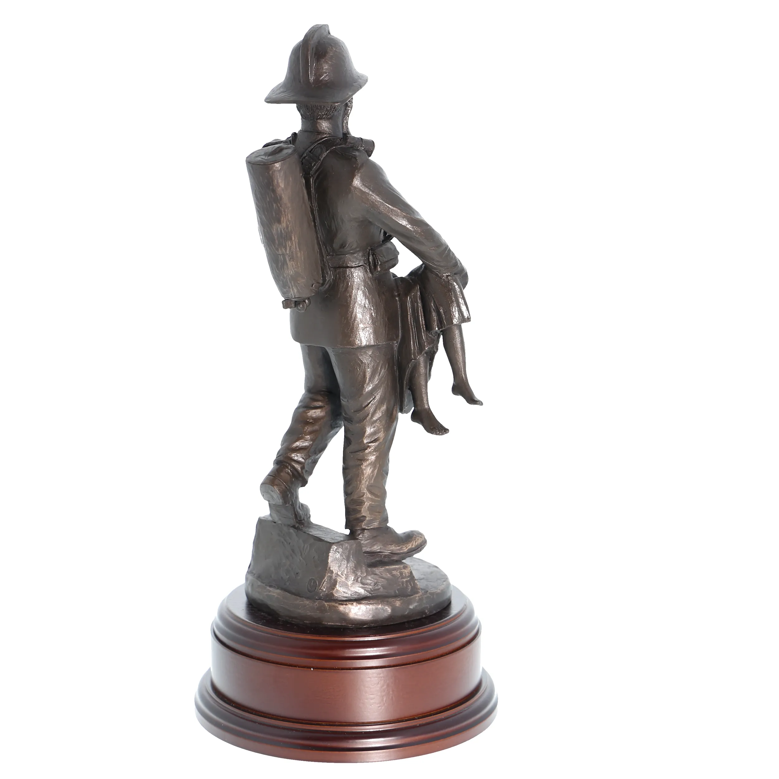 British Fireman with Girl 1980's - 11" Bronze AF1A