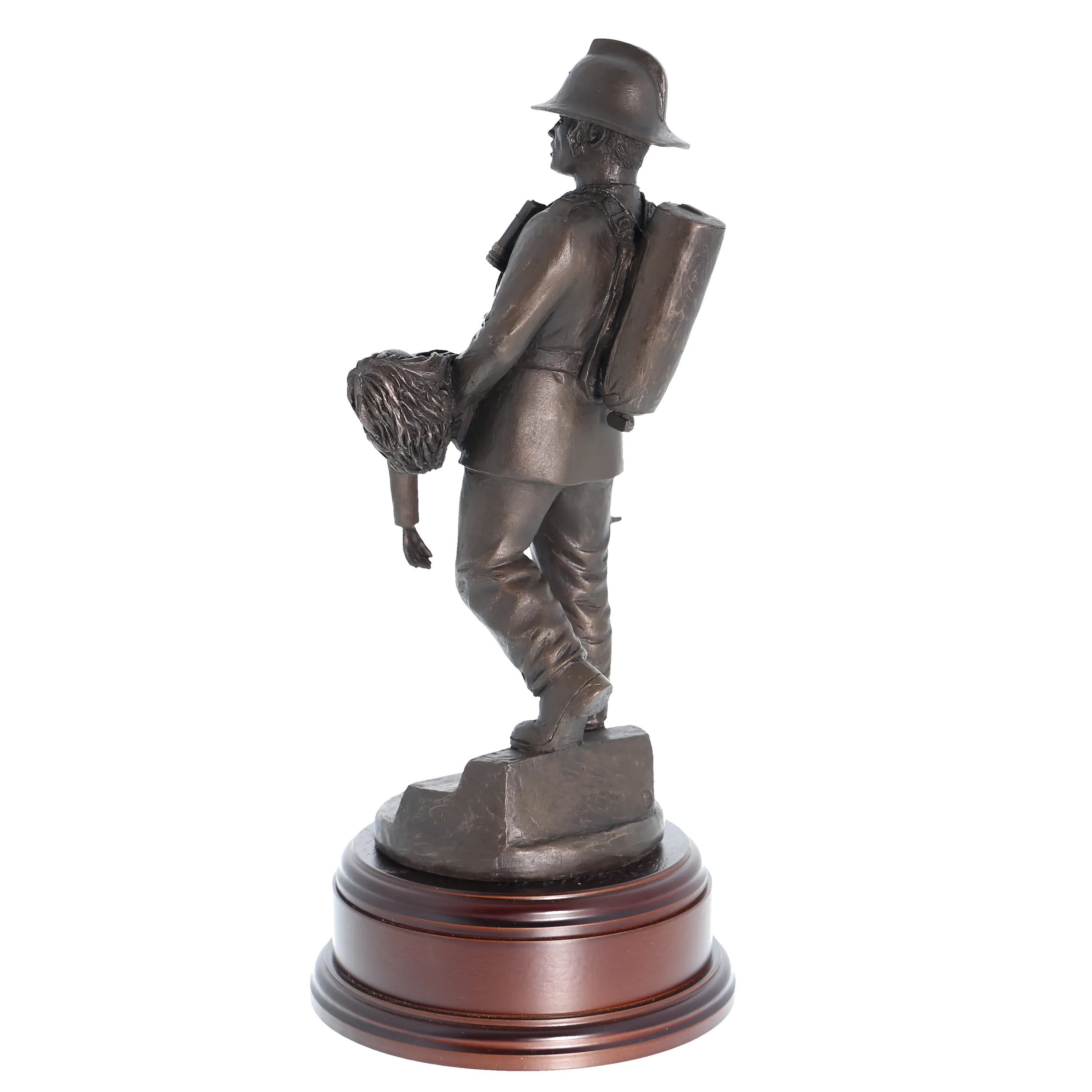 British Fireman with Girl 1980's - 11" Bronze AF1A