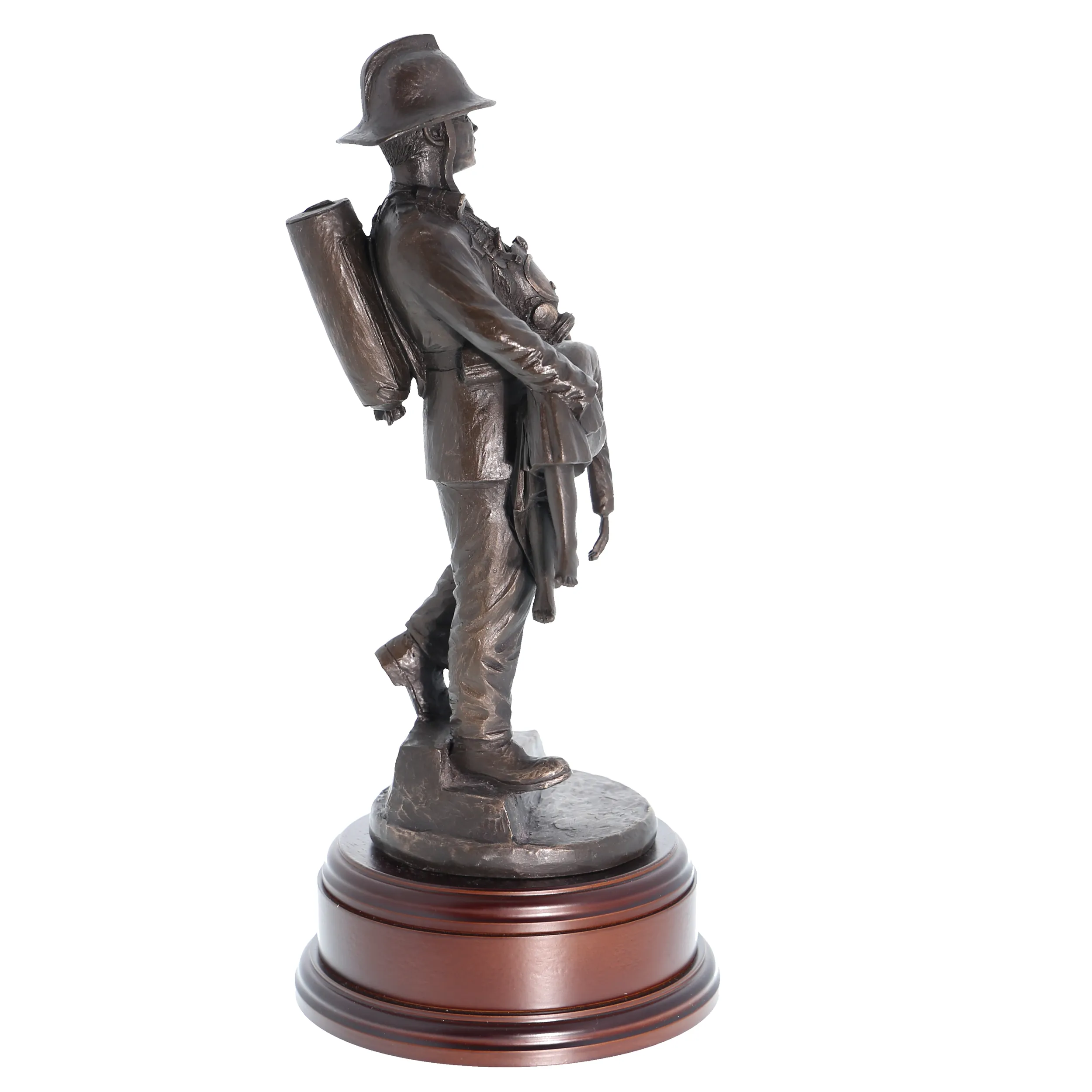 British Fireman with Girl 1980's - 11" Bronze AF1A