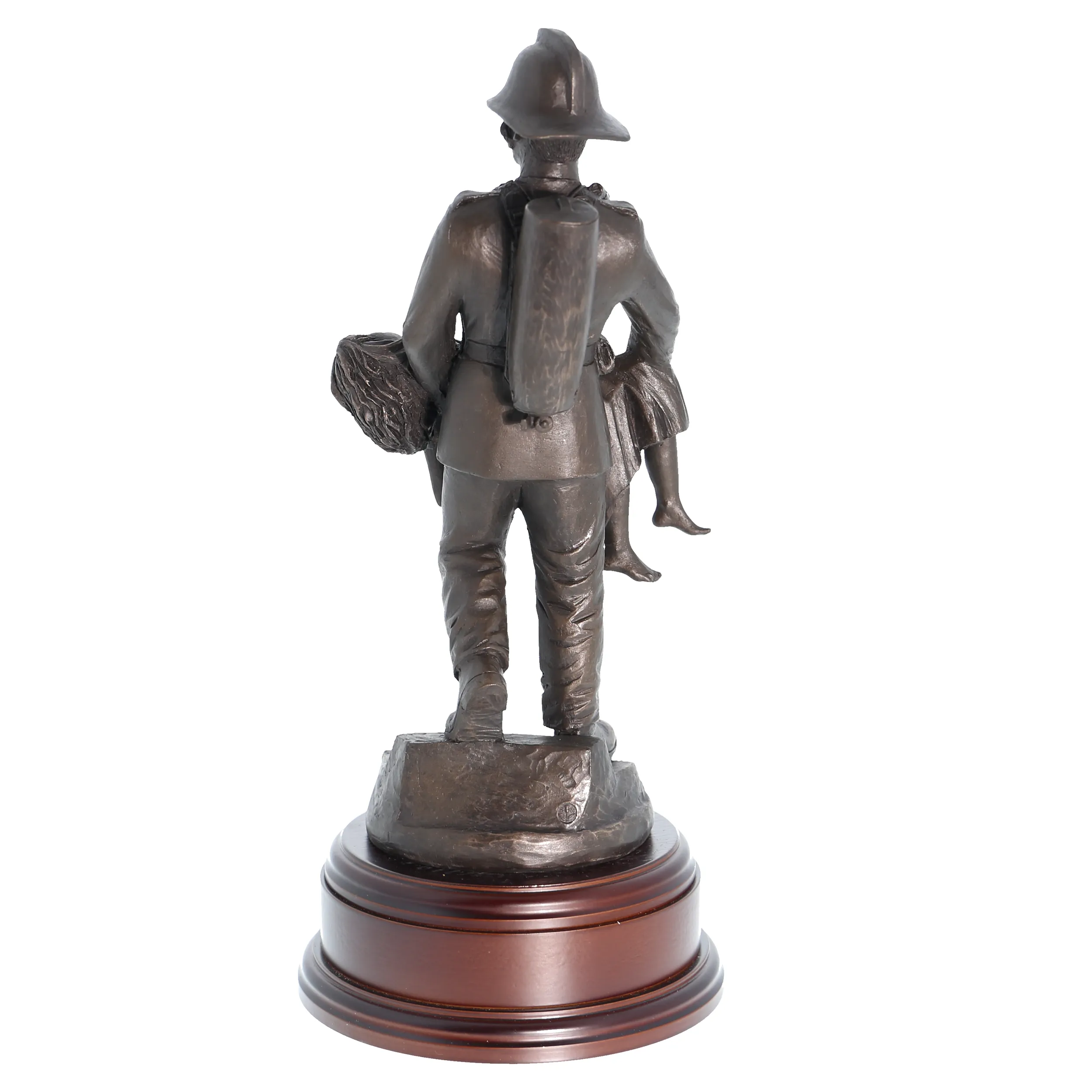 British Fireman with Girl 1980's - 11" Bronze AF1A