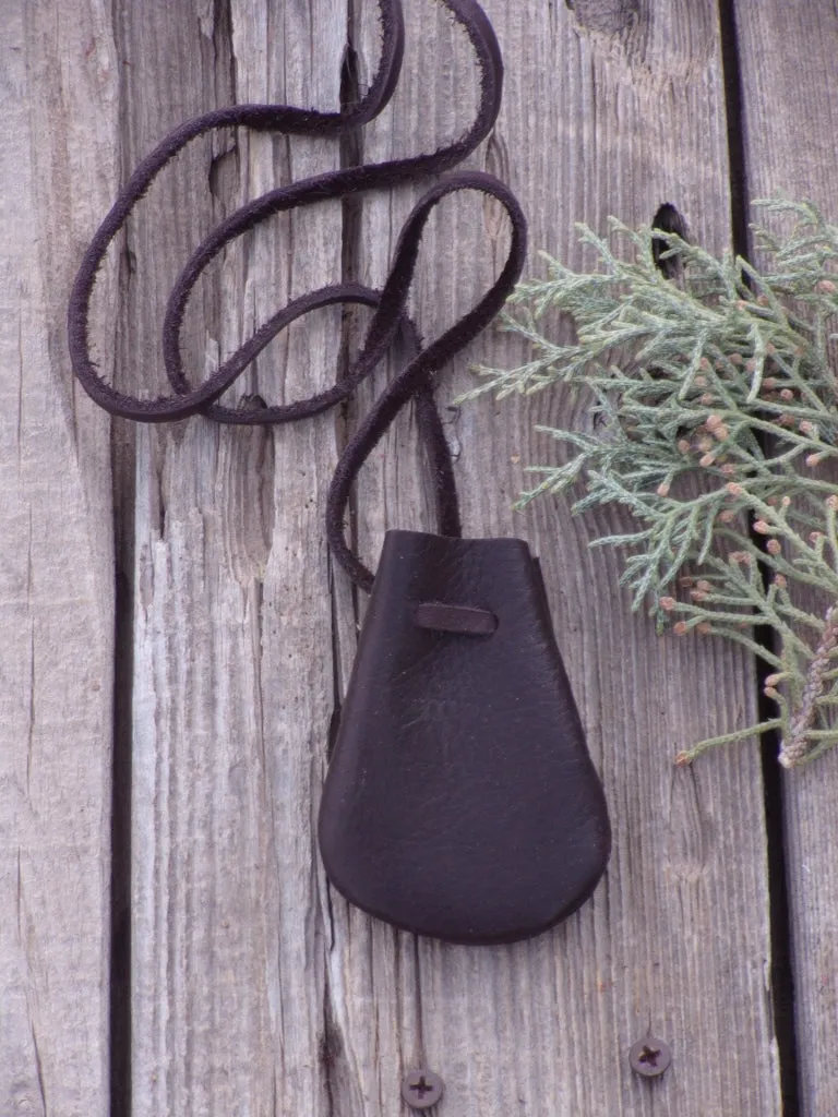 Brown medicine bag , amulet necklace bag