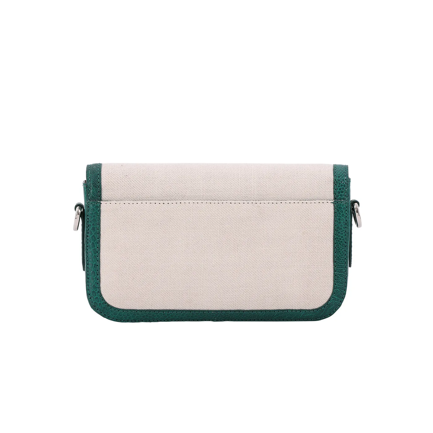 Caia Crossbody in Beige Canvas & Brilliant Green Ostrich Leg by Cape Cobra