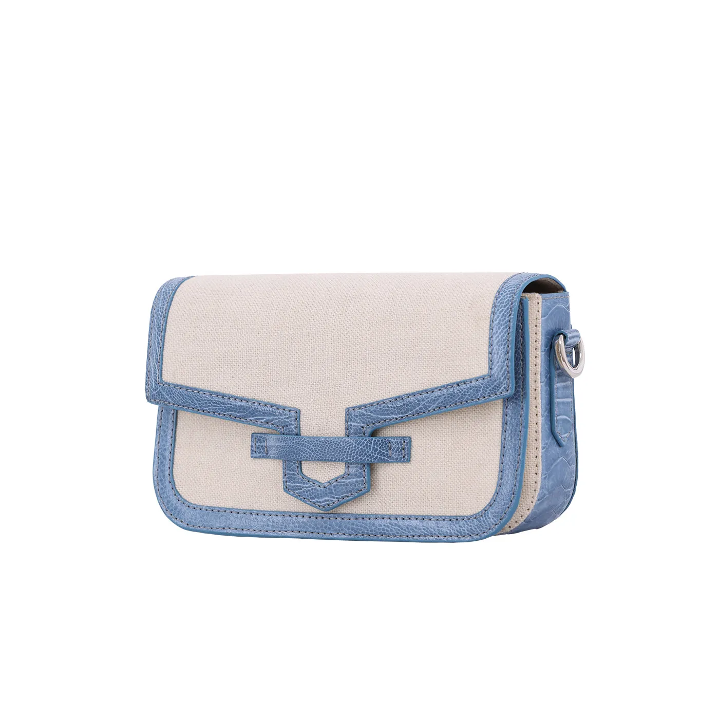 Caia Crossbody in Beige Canvas & Clemaris Ostrich Leg by Cape Cobra