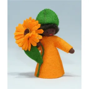 Calendula Prince - Holding Flower, Orange - Dark Skin