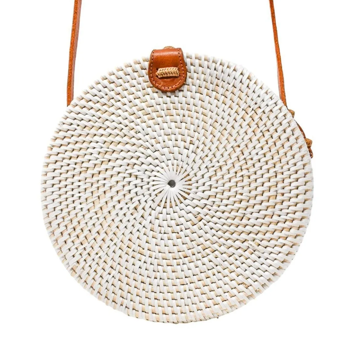 Camilla Round Rattan Bag - White