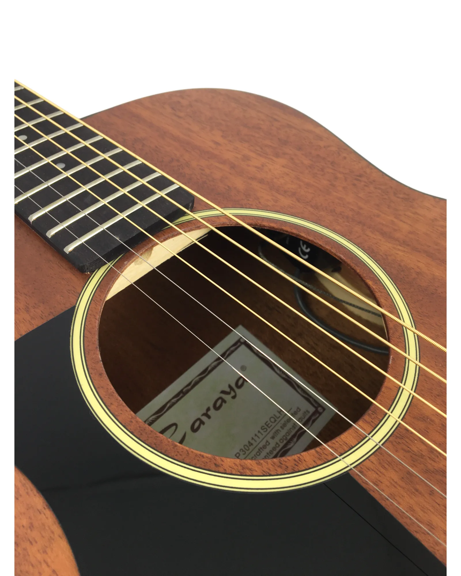 Caraya P304111SEQLH Left-Handed 3/4 Traveller Solid Mahogany Built-In Tuner & pickup Acoustic Guitar Padded Bag