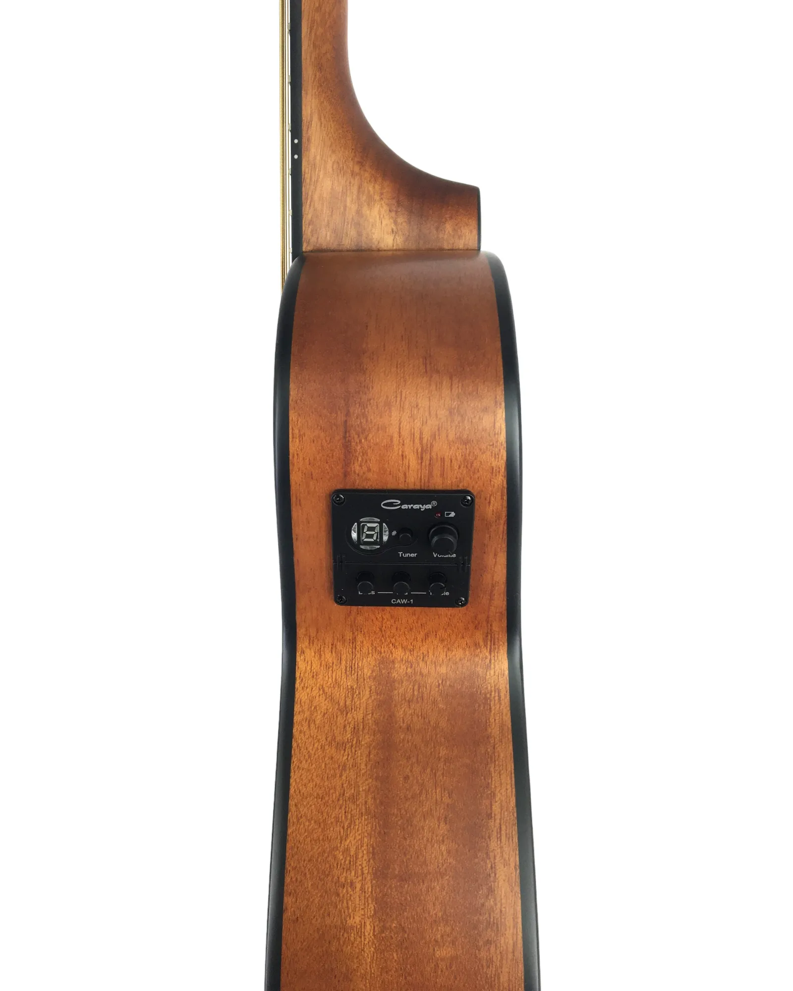 Caraya P304111SEQLH Left-Handed 3/4 Traveller Solid Mahogany Built-In Tuner & pickup Acoustic Guitar Padded Bag