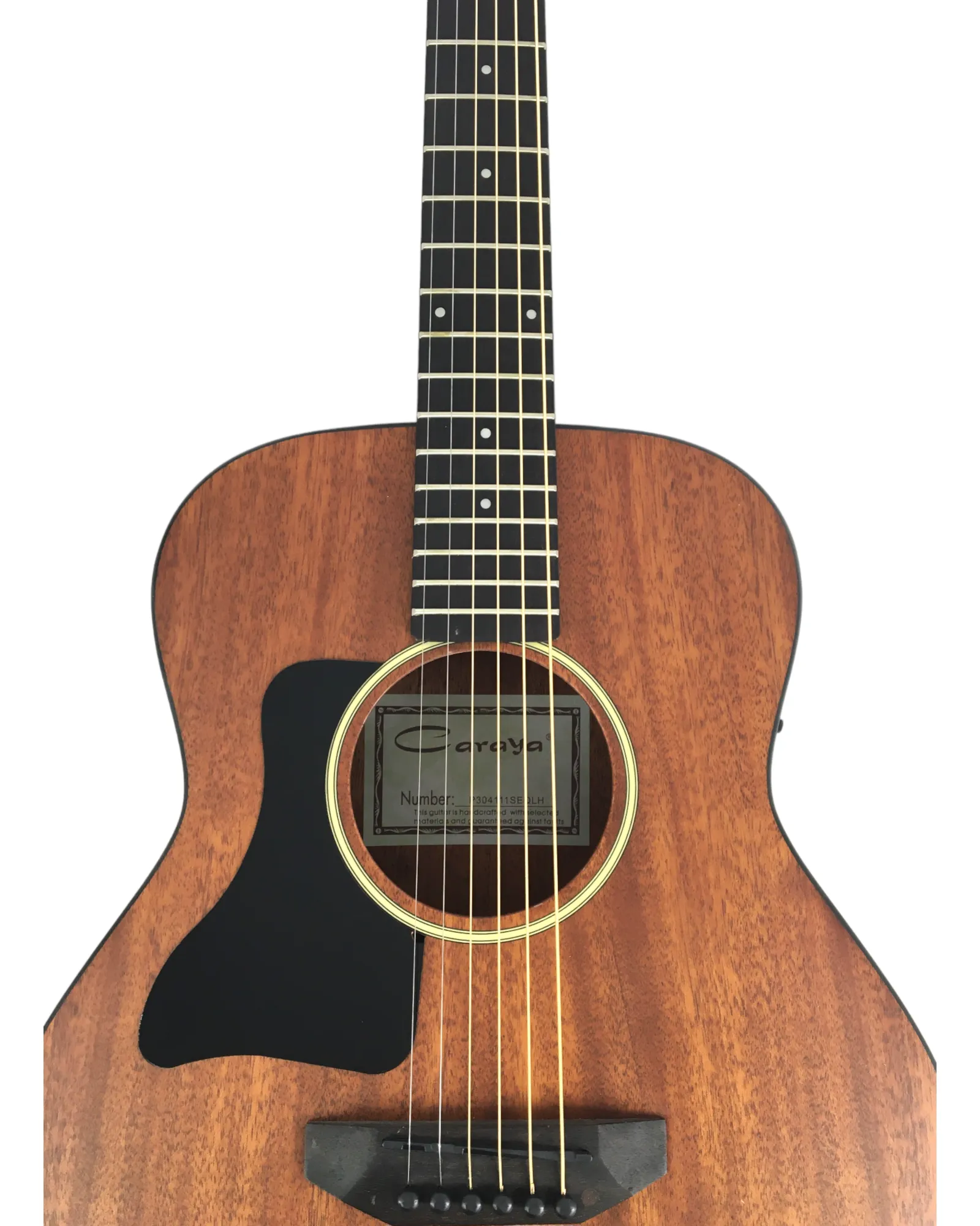 Caraya P304111SEQLH Left-Handed 3/4 Traveller Solid Mahogany Built-In Tuner & pickup Acoustic Guitar Padded Bag