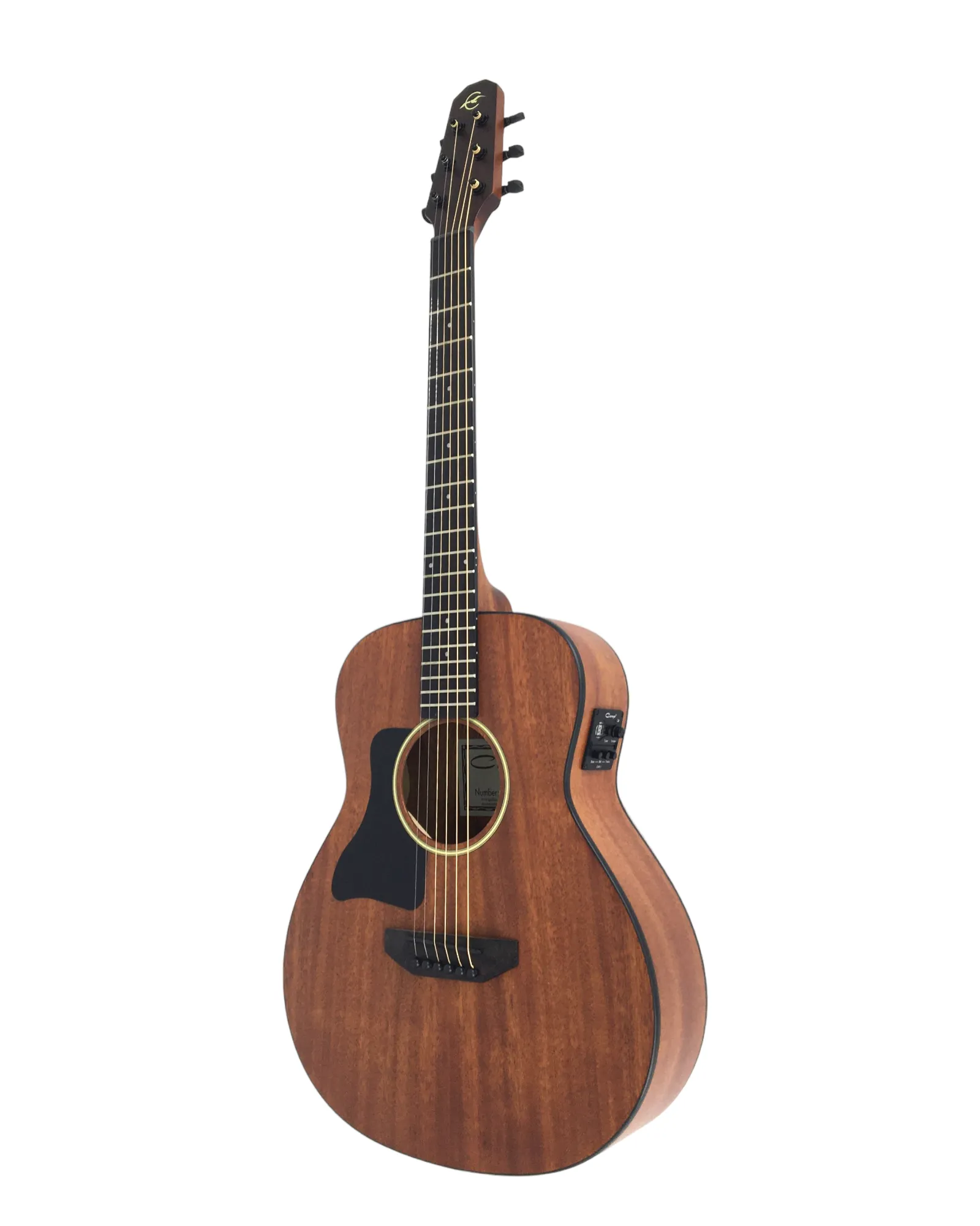 Caraya P304111SEQLH Left-Handed 3/4 Traveller Solid Mahogany Built-In Tuner & pickup Acoustic Guitar Padded Bag