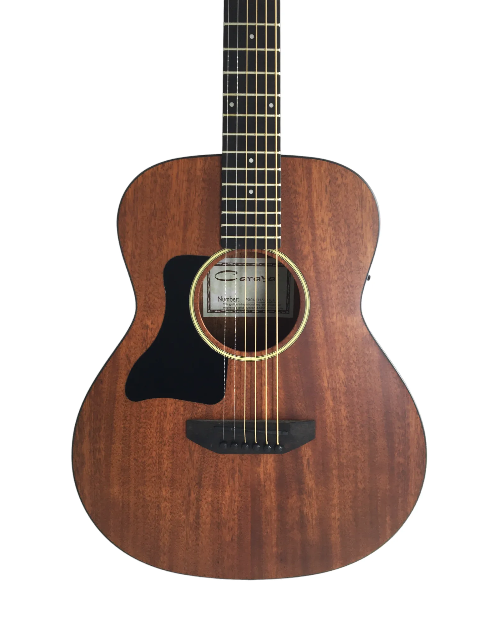 Caraya P304111SEQLH Left-Handed 3/4 Traveller Solid Mahogany Built-In Tuner & pickup Acoustic Guitar Padded Bag