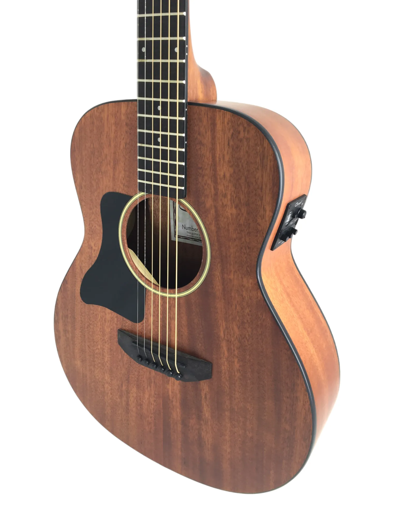 Caraya P304111SEQLH Left-Handed 3/4 Traveller Solid Mahogany Built-In Tuner & pickup Acoustic Guitar Padded Bag