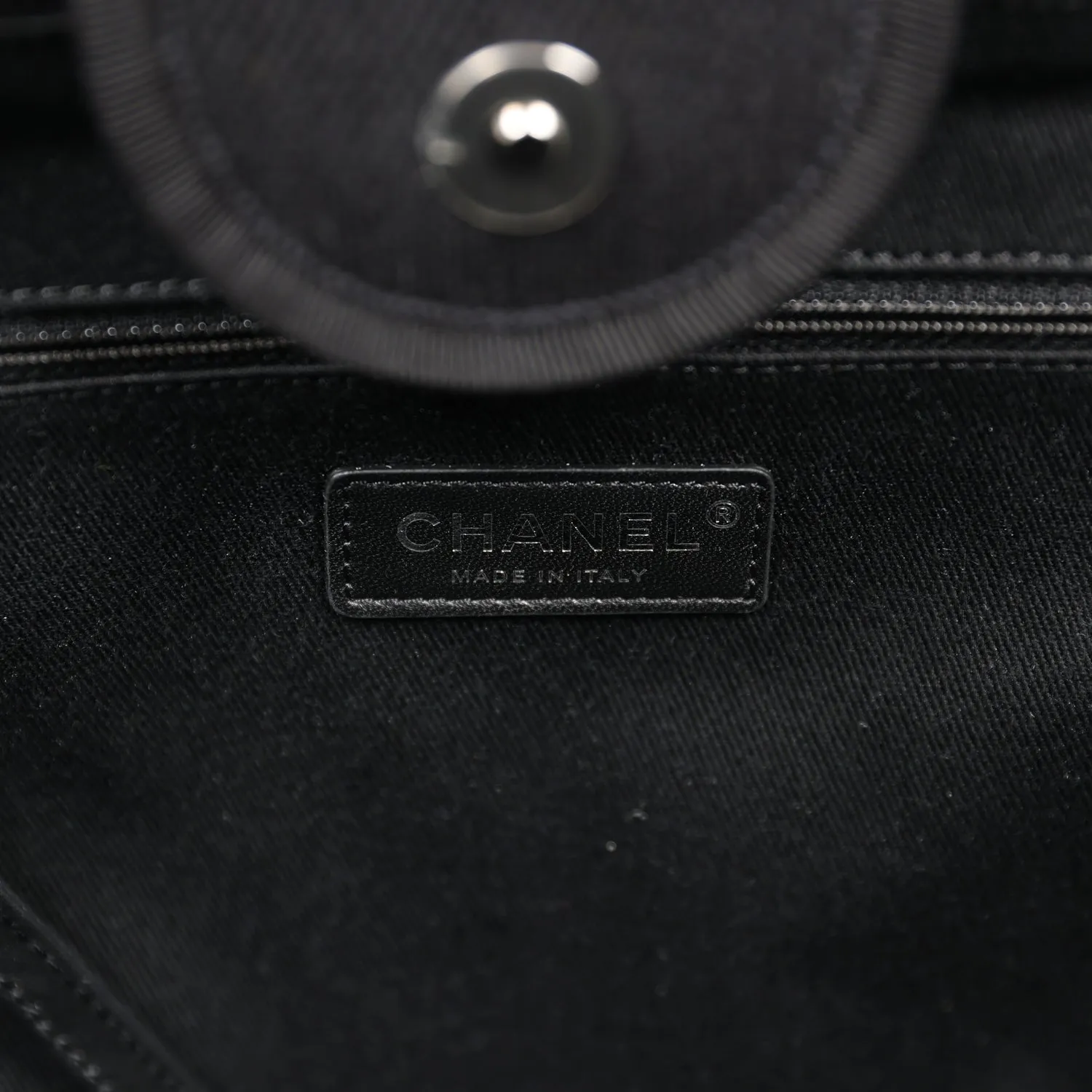 Chanel Large Deauville Shopping Tote Black Canvas Silver Hardware