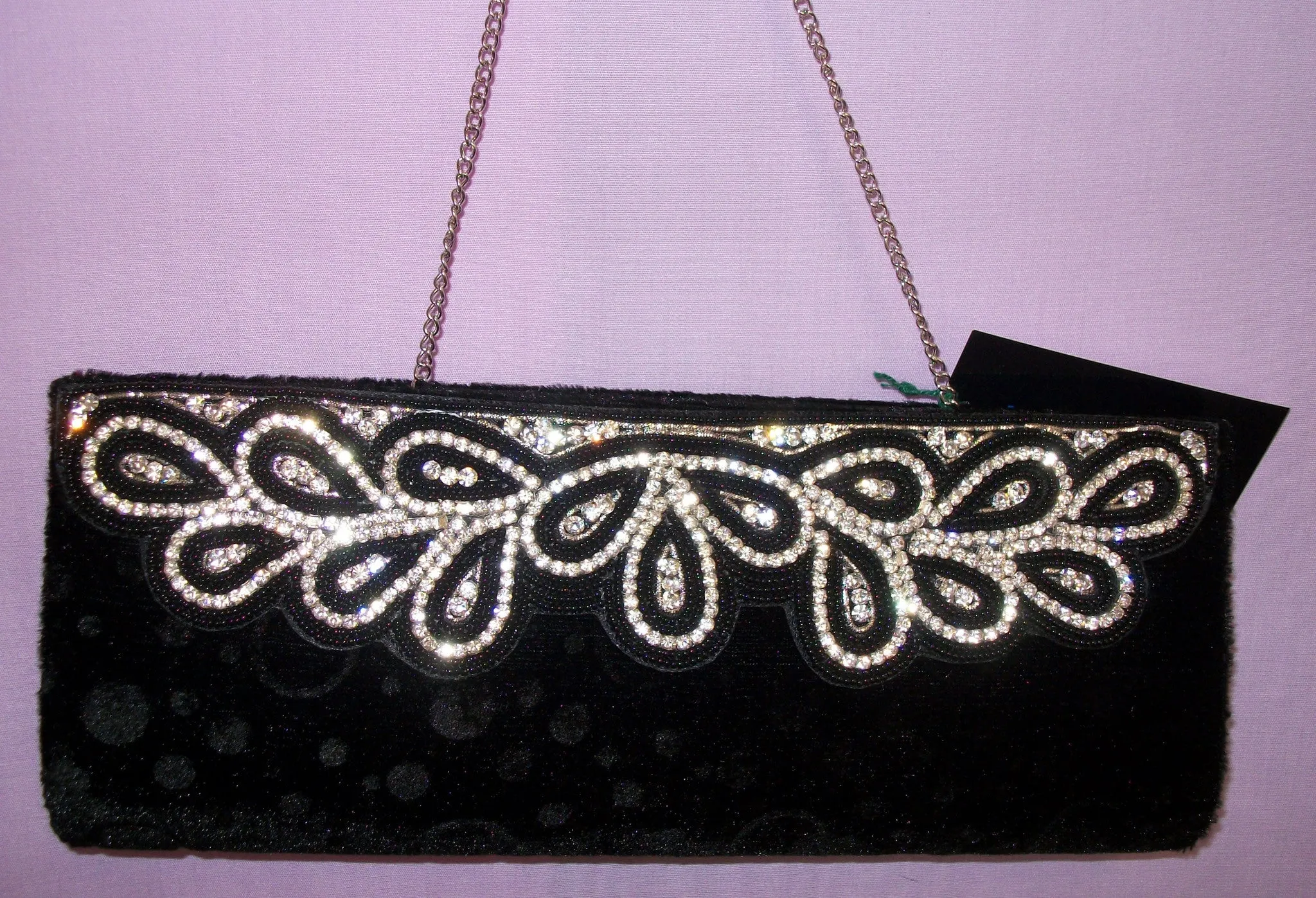 Clutch 2726 Black Velvet Wedding Wear Clutch Purse Shieno Sarees