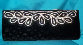 Clutch 2726 Black Velvet Wedding Wear Clutch Purse Shieno Sarees