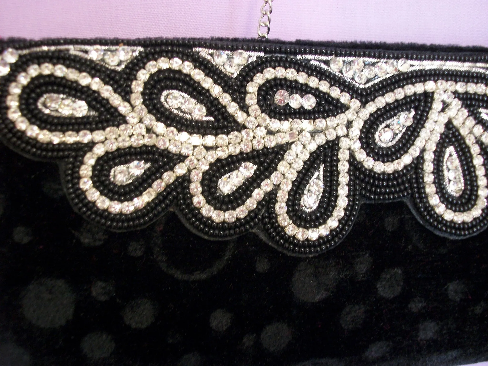 Clutch 2726 Black Velvet Wedding Wear Clutch Purse Shieno Sarees