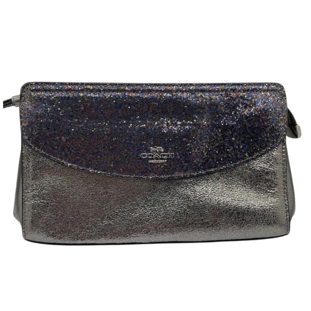 Coach F37563 Clutch Bag Glitter Metallic Silver