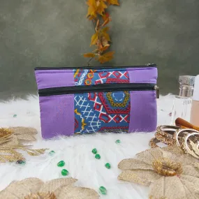 Cotton Multizip Purse Purple Colour