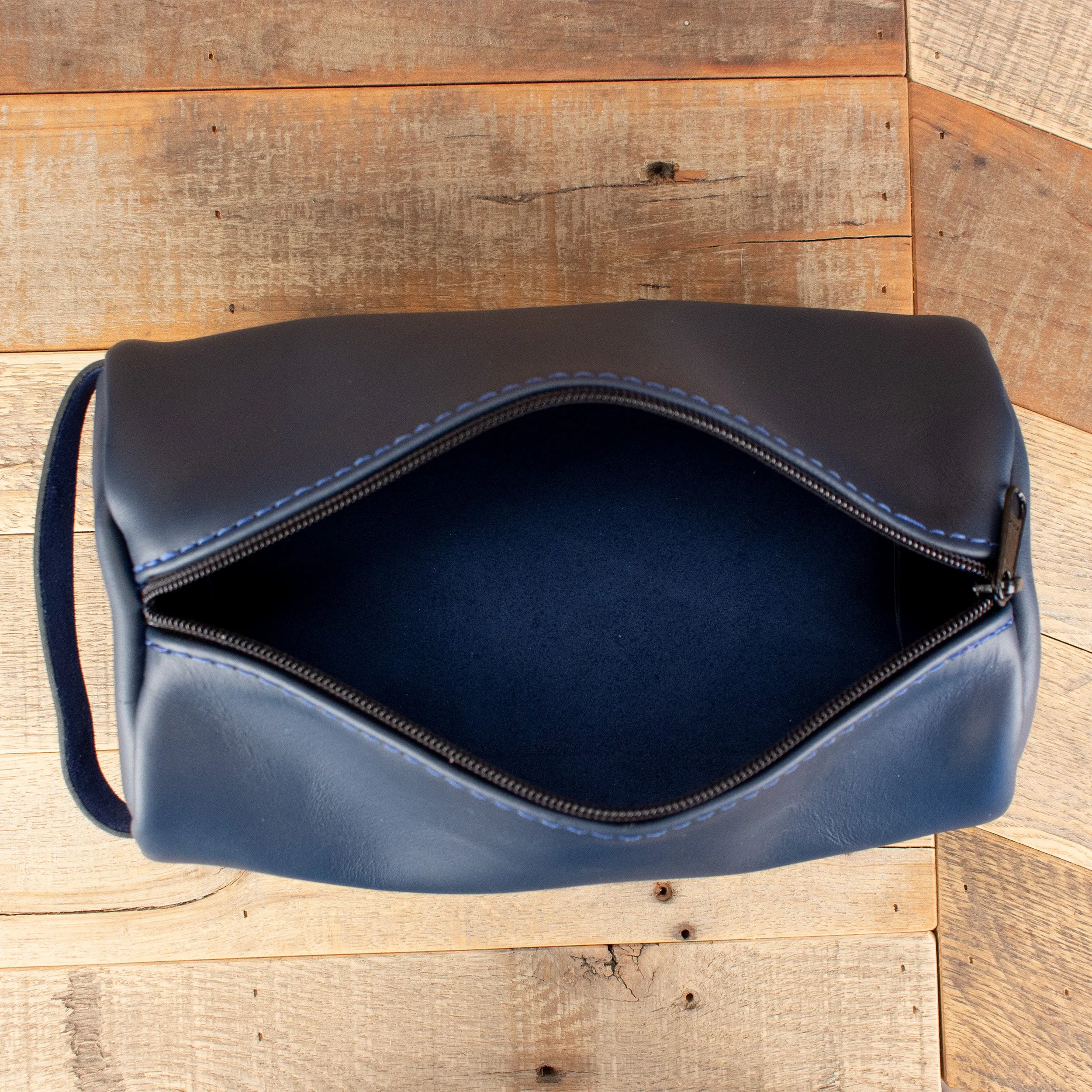 Cowhide Navy Toiletry Bag