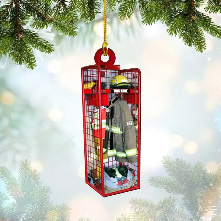 Custom Firefighter Box Christmas Ornament for Fireman, Flat Acrylic Ornament for Firefighter