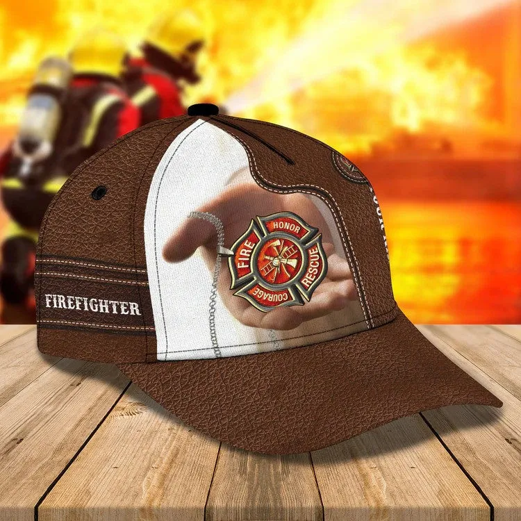 Custom Name Firefighter Cap, Jesus Cap, God is my savior Firefighter 3D Cap